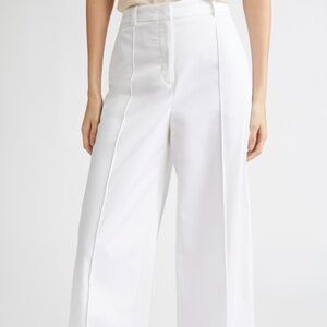 $695 Eleventy White Wide Leg Crop Trousers Size 0
